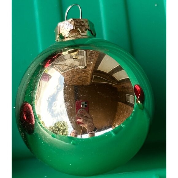 Set of 9 Metallic Shiny Gold & Red Christmas Glass Ornaments Ball-Shaped (READ) - Picture 5 of 8